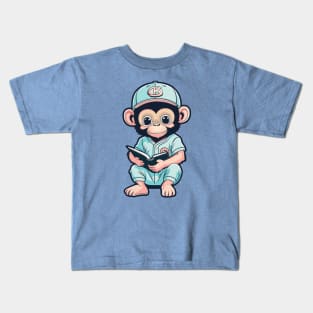 Monkey Baseball Player Kids T-Shirt